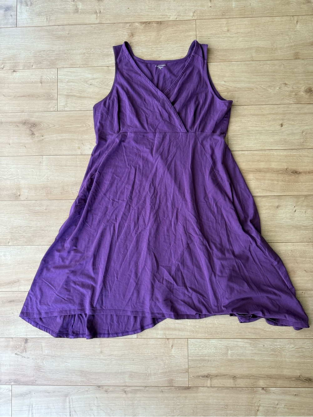 Eileen Fisher Purple Organic Cotton Lycra Sleeveless A Line Wrap Dress XL
